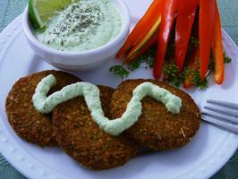 Raw Food Recipe: Lentil Patties with Cucumber Dill Sauce
