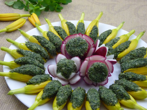 Raw Food Recipe: Day Lily Buds with Wood Sorrel Pesto