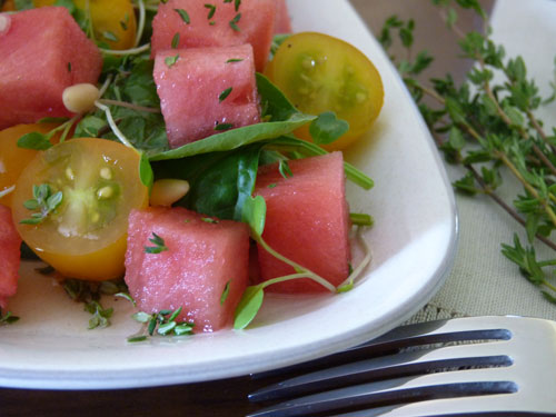 Raw Food Recipe: Tomato and Watermelon Thyme Salad
