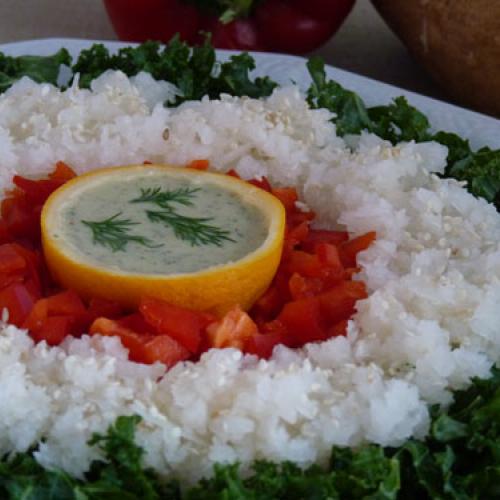 Kale Salad with Sauerkraut and Mushrooms Beautiful On Raw